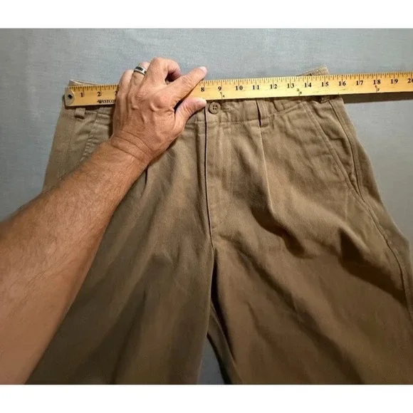Quasi Pleated Jeans Mens 30 Beige Denim Straight Pocketed Men 30X29.